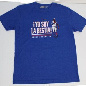 Ronald Acuna Jr Atlanta Braves Mens Blue Tshirt Size Large
